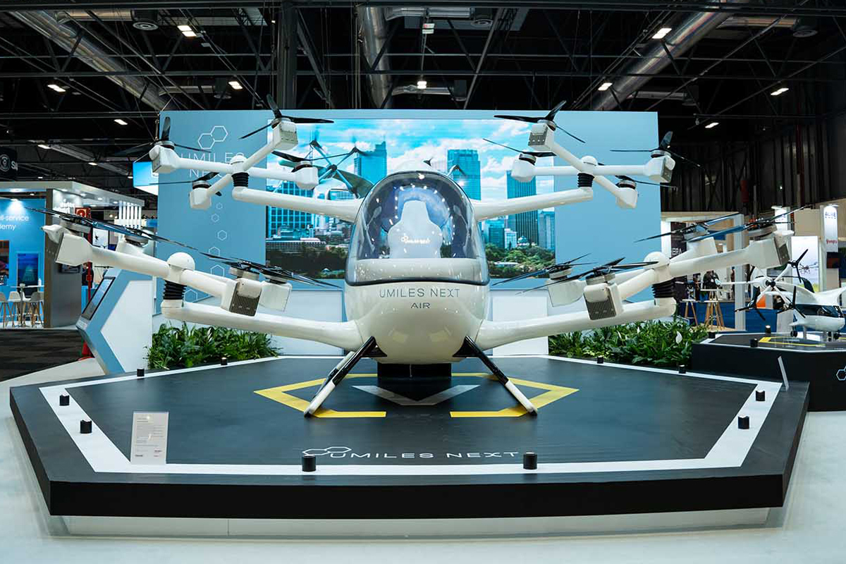 Integrity 1 flying at trade show with clear canopy installed Integrity 1 flying at trade show with clear canopy installed